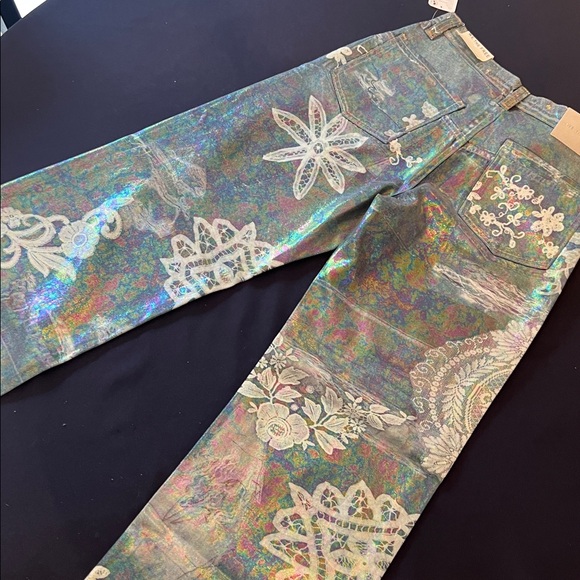 Free People We The Free Iridescent Tinsley Baggy High Rise Jeans- 26 - Picture 6 of 16